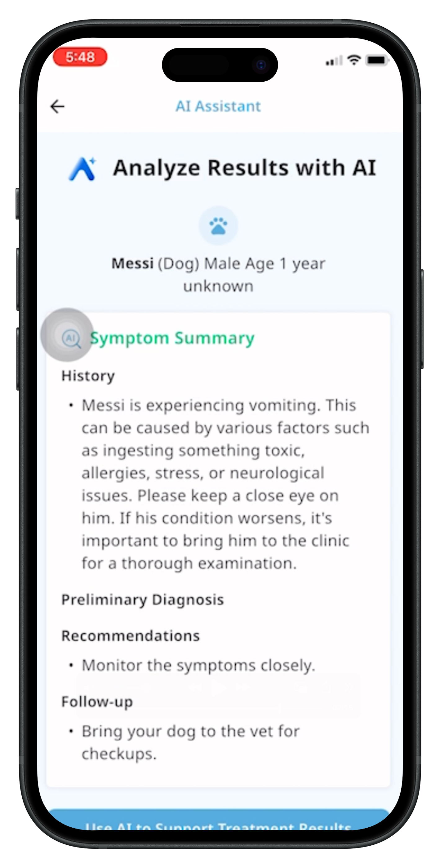 AnyVet App AI Assistant